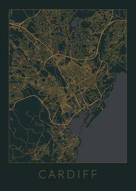 Cardiff Gray Orange Map