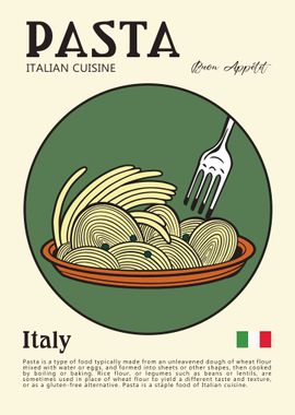 Pasta Guide Affiche - Poster Cuisine Original