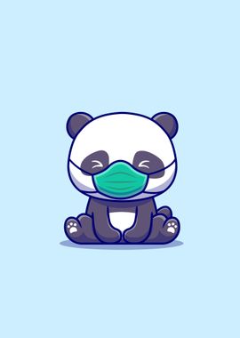 panda and wearing mask