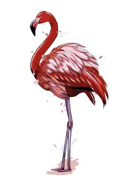 Pink flamingo watercolor