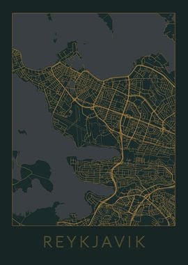 Reykjavik Gray Orange Map