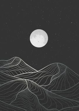 Abstract Mountain Line art