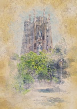 Sagrada Familia Watercolor