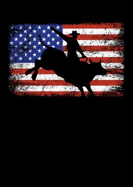 USA Flag Bull Rider