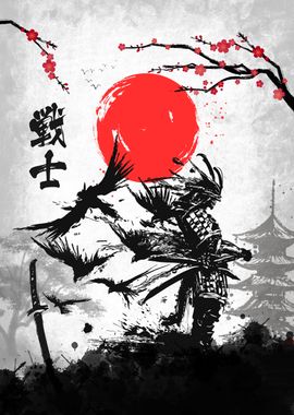 Dark Samurai Painting' Poster, picture, metal print, paint by  PrintYourDigitals, Displate