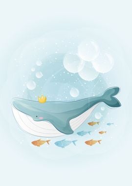 Cute Whale Swimming 