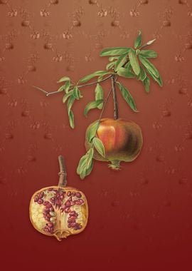 Vintage Pomegranate on Red