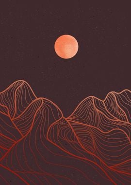 Abstract Mountain line art