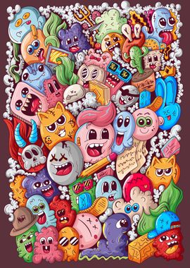 Monsters Cartoon Doodle