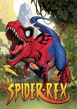 Spider-Rex pose w. logo' Poster, picture, metal print, paint by Marvel