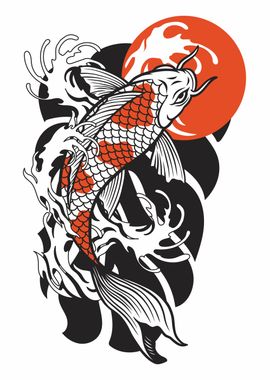 koi fish tattoo traditional japanese | Art Print