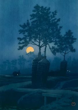 Ukiyo e Full Moon At Gamo