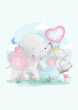 Elephant Mommy And Baby