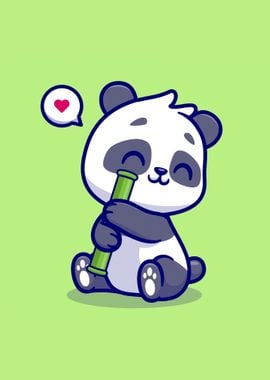 Cute panda with bamboo