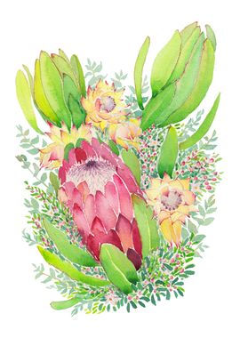 Flower bouquet with protea