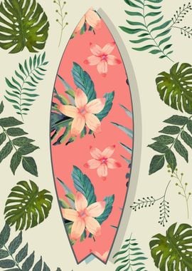 Tropical Surfboard Surfer