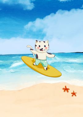 Surf Cat at the Sea Beach