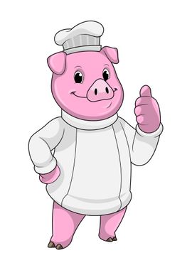 Pig Cook Chef hat