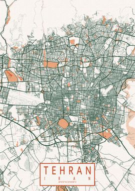 Tehran City Map Bohemian