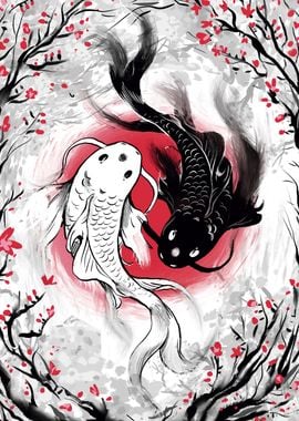 Koi fish Balance yin yang