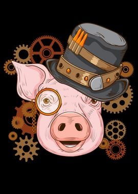 Steampunk Pig Lover Gift