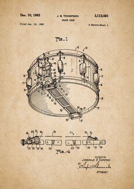 Snare Drum Vintage Patent