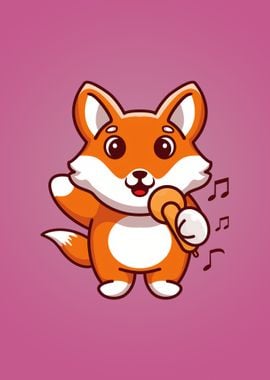 Cute fox singing