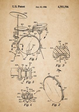 Drum Set Vintage Patent