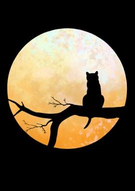 Lonely Cat by the Moon