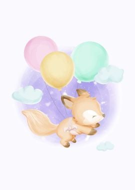 Pretty Foxy And Balloons