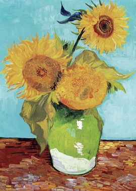 Vase with Three Sunflowers