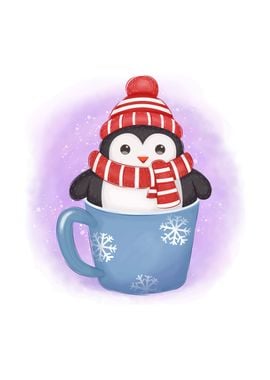 Cute Penguin in cup