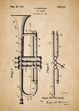 Trumpet Patent Blueprint