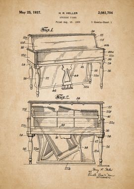 Piano Vintage Patent 