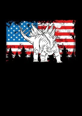 Stegosaurus on a USA flag