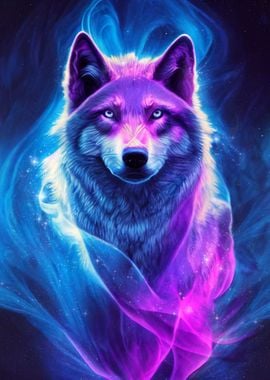 'Astral Wolf' Poster, picture, metal print, paint by nogar007 | Displate