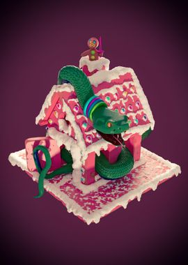 Candy house and snake