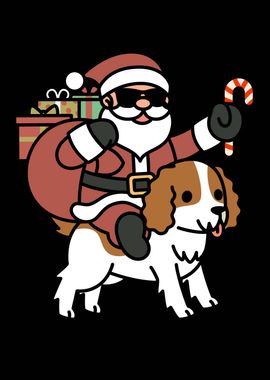 Cavalier Dog Santa Claus