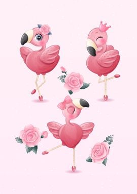 Cute flamingo ballerina