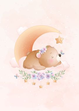 Bear sleeping on the moon