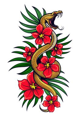 Snake with Flowers