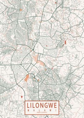 Lilongwe Map Bohemian