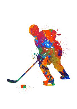 Watercolor Ice Hockey Male