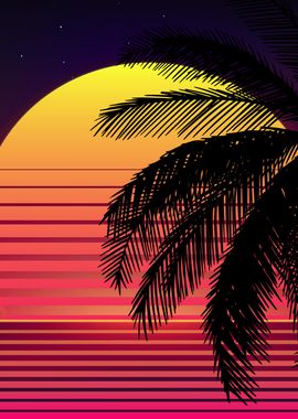 Flaming Sunset Synthwave