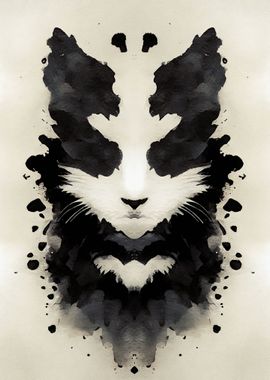 Cat Black Watercolor Style