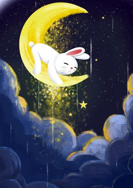 Sleeping Bunny at Moon