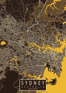 Sydney City Map Pastel