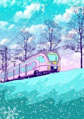 speed train aesthetic snow