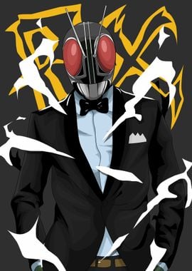 masked rider with tuxedo