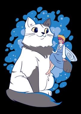 White Cat with Fairy